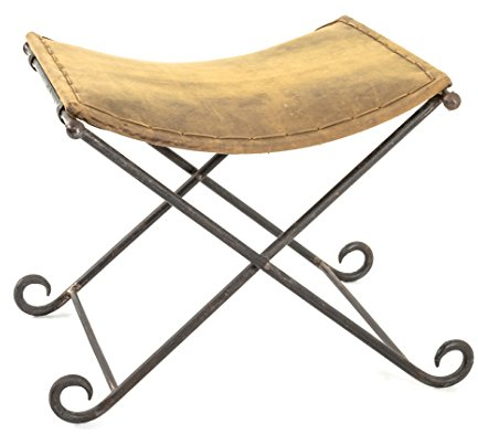 HAKU Möbel Hocker, klappbar, Leder, Vintage, 50 x 60 x 45 cm