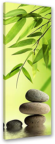 Feeby Wandbild Zen Steine Druckbild Leinwandbild Grün 25x70 cm