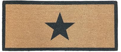 Loft 1850 Double Doormat with Star | Natural Coir Door Mat | Indoor Non-Slip With PVC Backing | Stylish Welcome Mat