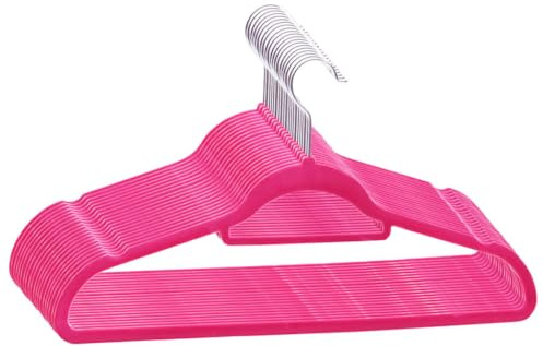 vidaXL 20x Kleiderbügel Anti-Rutsch mit Steg Stange Hosenstange Garderoben Bügel Hose Jacken Kleider Holzbügel Garderobenbügel Jackenbügel Rosa Samt
