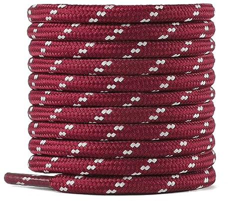 Knixmax 2 Pairs Round Shoe Laces 5mm Wide Boot Laces Replacement Bootlaces for Walking Boots, Work Boots, Hiking Shoes Wine-Beige 90cm