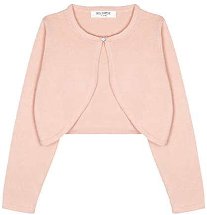 Bolerose Ragazze Manica Lunga Bolero Bambini Caridgan (Rosa Pastello, 5-6 Anni)