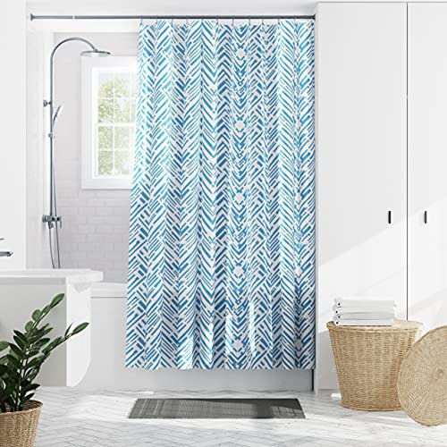 Zenna Home Cory Chevron wasserdichter PEVA-Duschvorhang, grau und blau, 178 x 183 cm