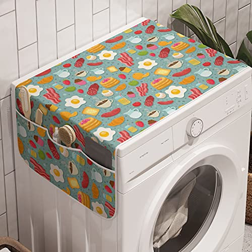 ABAKUHAUS Speck Waschmaschinen-Organizer, Köstliches Gebäck Pfannkuchen, Anti-Rutsch-Stoffabdeckung für Waschmaschine und Trockner, 47 cm x 120 cm, Mehrfarbig