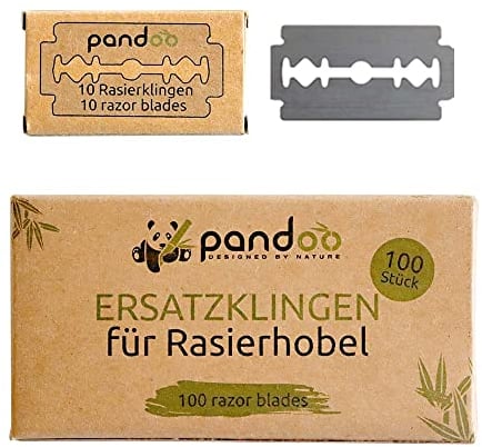 pandoo Rasierklingen - 100er Pack | Sicherheits-Rasierklingen | Sparset Premium Klingen für Rasierhobel & Rasiermesser | Ersatzklingen, Razor Blades, Rostfreie doppelseitige Ersatzklingen