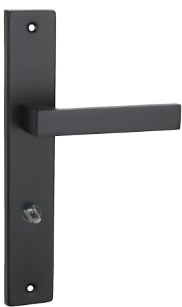 domino QUBIK BLACK - Juego de manillas para puerta de baño (78 unidades, izquierda y derecha, para puertas de baño, forma de L, herrajes para puertas de aluminio, color negro)