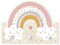 Kindergarderobe Holz - Regenbogen mit Wolken Rosa, Größe HxB: 30x40 cm