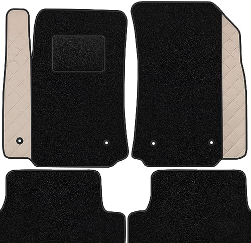 moto-MOLTICO Fußmatten Auto Velours Autoteppiche Schwarz Automatten Set 4-teilig - Auffälliges Design - passend für Citroen C3 I DS3 (Beiges Muster)