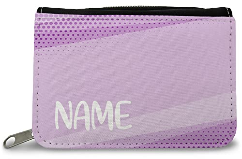GRAVURZEILE Bedruckte Geldbörse - Abstrakt Design - Personalisiert mit Name - Geschenk für Kinder & Teenager für Taschengeld Fahrkarte - für Jungen Mädchen Schüler zum Geburtstag - Farbe: Rosa