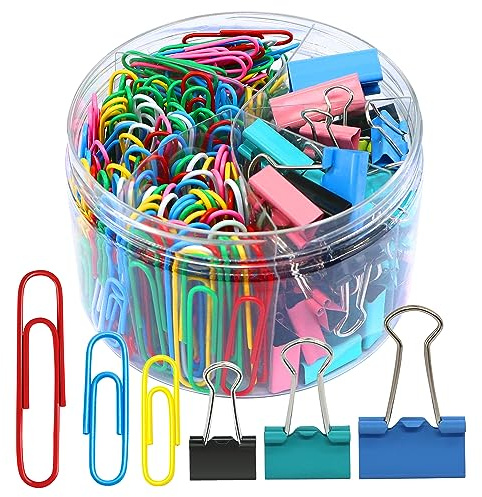 Paper Clips Binder Clips, 340 Assorted Size Paper Clip and Binder Clip Set