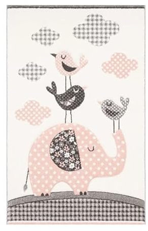 Tappeti Design Kinderzimmer Teppich Süßer Kleiner Elefant,|Waschbar und ungiftig mit|-100x160cm
