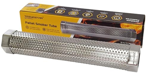 Cosmostar Hexagon Pellet Smoke Tube - 12 Inch Stainless Steel Smoke Generator for Grill, BBQ, and Fish Smoker - 5 Hour Smoke Box