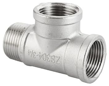 Raccordo a T a 3 Vie con Filettatura Maschio/Femmina/Maschio 1PC 1/4 3/8 1/2 3/4 1 2 BSP filettato SS304 Acciaio Inossidabile Multifunzione (Color : 9, Size : 1)