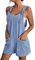 Pantalocini Intera Corta Donna Salopette da Donna Ampia Estiva Tuta Corta Senza ManicheTuta Intera Jumpsuit con Tasche Solidi Casual a Gamba Larga Pagliaccetti (Blu Chiaro, M)