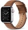 WFEAGL Lederarmband Kompatibel mit Apple Watch Armband 49mm 44mm 45mm 42mm 46mm,Echtes Lederband Ersatzarmband Herren Damen armbands für iWatch Series Ultra SE 10 9 8 7 6 5 4 3 2 1,Retro Braun/Silber