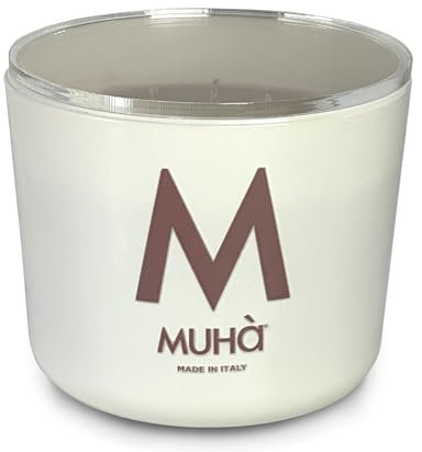 MUHA' | Candela Profumata in Vetro Bianco, Fragranza Acqua e Sale, Profumatore per Ambienti, Formato da 500 Gr
