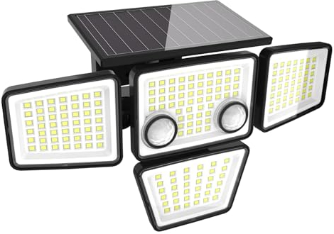 YD LIFE Lampe Solaire Extérieur Murale 1200LM 188 LEDs avec Détecteur de Mouvement, Lumière Étanche Spot Projecteur LED Angle d'éclairage 270°, 3 Modes IP65 pour Porche Cour Patio Jardin Allée Garage