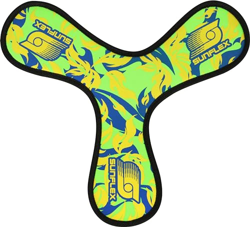 Sunflex® Neopren Cassini Flames Firegreen | Leichter Bumerang für Strand und Park | wasserfest | weich | lässt Sich ohne Verletzungsgefahr fangen | extrem robust und für Jede Altersgruppe
