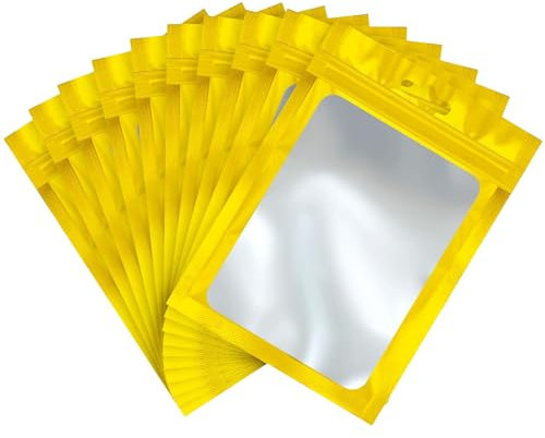 Mylar-Druckverschlussbeutel, goldfarben, mit Folie versiegelt, holografische Kunststoffverpackung, 6 x 10 cm, geruchsdicht, wiederverschließbar, klein, für Proben, Aufbewahrung, Druckverschlussbeutel
