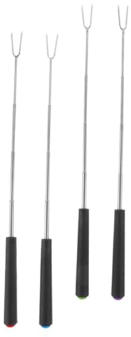CAXUSD 4 Pièces fourche à barbecue télescopique brochettes de guimauves de viande brochettes de brochettes bâtonnets de guimauve à rôtir Hot-dog de barbecue Métal kebab