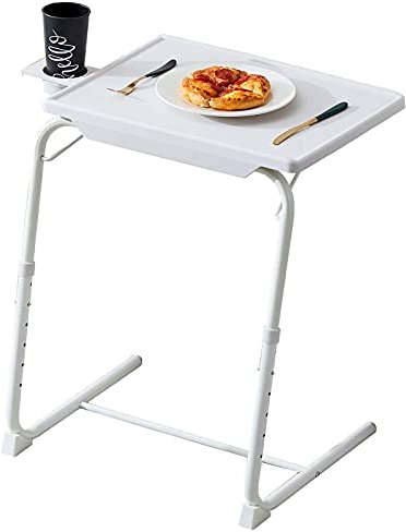 Juego de 4 mesas plegables con bandeja para TV, mesas auxiliares ajustables para sofá en la cama y el sofá para comer, mesa pequeña para computadora portátil para el hogar, comedor, dormitorio, color