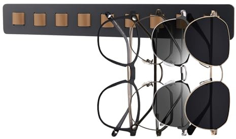 SHUESS 1 Stück Brillenhalter Wand, Sonnenbrillen Halter-Wandmontierter, Brillenständer/Brillenhalter Holz zum Aufhängen der Brille, Brillen-Display, Grau