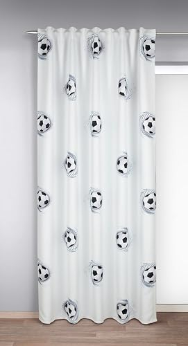 KAMACA Verdunklungsgardine Vorhang mit Motiv Kinderzimmer Verdunklungsvorhang mit versteckten Schlaufen und Gardinenband Thermogardine (Fussball - HxB 245x135 cm)