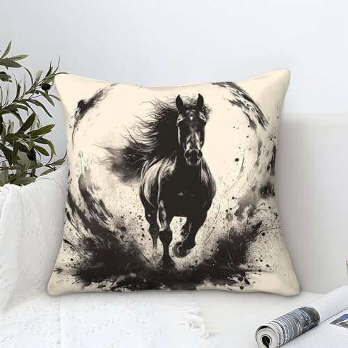 DAZBDEOCK EIN laufendes Pferd 2er Set Kissenbezüge Mit Reißverschluss - Dekorative Kopfkissenbezüge Für Sofa, Schlafzimmer, Auto - Geeignet Für Allergiker 40x40cm