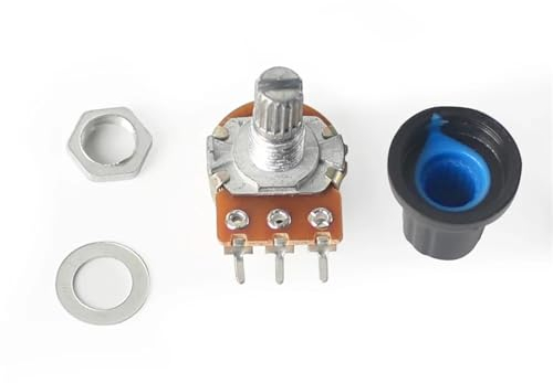 UGCMAFWLU 5er-Set WH148-Potentiometer mit blauem AG2-Knopfkappen-Set, 1K, 2K, 5K, 10K, 20K, 50K, 100K, 250K, 1M, 15 mm, 3-polig, lineare Potentiometer(5K Ohm)