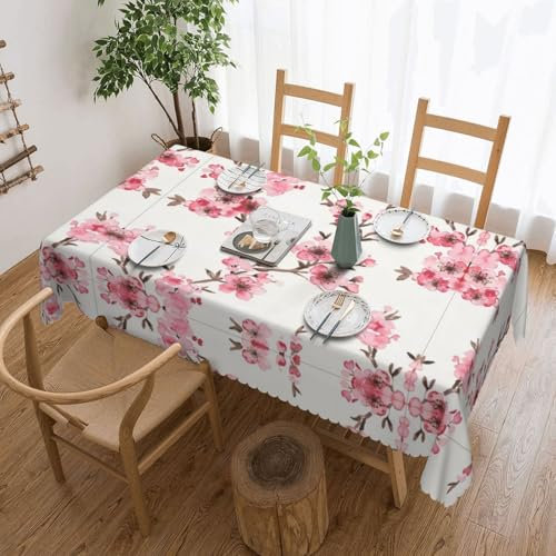 GaxfjRu Tovaglia quadrata con fiori di ciliegio, impermeabile, a prova di perdite, lavabile, lavabile, per feste e picnic, 137 x 183 cm