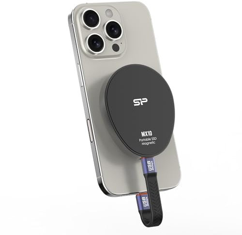 Silicon Power - SSD portátil magnético integrado de 2 TB MX10 Gen 2 USB-C (negro)