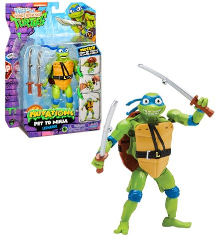 Tortues Ninja, 1 Figurine Deluxe 15 cm, Transformable, Modèle Leonardo, Pour les enfants dès 4 ans, TU8382