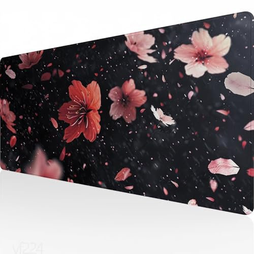 Tapis de Souris Noir,1600x800x3mm Grand Tapis de Souris XXL Gaming,Rose Tapis de Souris Gaming,Tapis de Bureau Antidérapant Étanche,sous Main Bureau à Bords Cousus pour Gamer,Ordinateur,PC YF-224