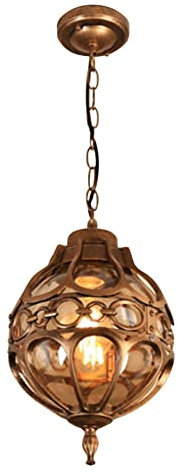 IONAZQTWW Lámpara Colgante Retro para Exteriores, Industrial, Vintage, Impermeable, para Techo, lámpara Colgante de Globo, Pantalla de Cristal, lámpara de Aluminio para Porche, jardín, Patio, Granja