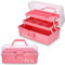 Caja de almacenamiento multifuncional de 30,5 cm, organizador, caja de herramientas, estuche de manualidades, costura, organizador, botiquín médico, botiquín de primeros auxilios (rosa)