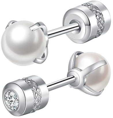 Mochity Perlen Ohrringe Für Damen, 316L Edelstahl Ohrstecker Perlen, Hypoallergen Schlaf Ohrringe Sliver Für Damen, Schläfer Knorpel Ohrstecker (A, 3mm)