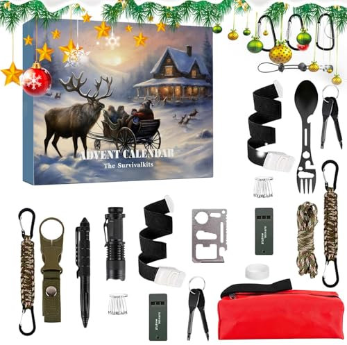 Adventskalender 2024 Für Männer, Survival Kit Weihnachtskalender 2024 Adventskalender Weihnachten, Werkzeug Adventskalender 2024, Survival Tools Adventskalender Für Erwachsene Teenager