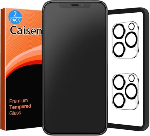 Caisemo 2 Pack Matte Glass Screen Protector for iPhone 12 Pro Max with 2 Pack Camera Lens Protector and Easy Install Tool, Anti-Glare, Anti-Fingerprint, Silky Smooth