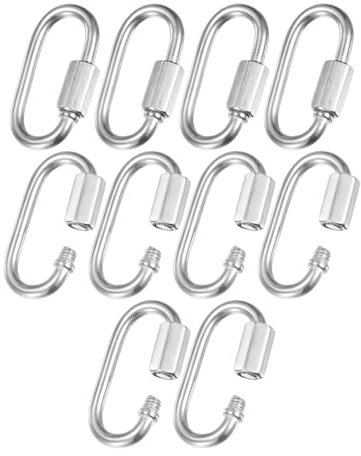 M METERXITY 10-Pack Quick Chain Link Connector, M3.5 1/8 304 Acier Inoxydable D-Shape Swing/Camping/Randonnée/Sac à Dos, Twist Key Ring Vis Maillon de Chaîne [Argent]