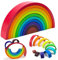 Regenbogen Holz Spielzeug Regenbogen Bausteine Holz Vorschule Stapeln Spielzeug 10 Teiliger Bogen für Kinder 18.5x9.5x3cm (10 Farben)