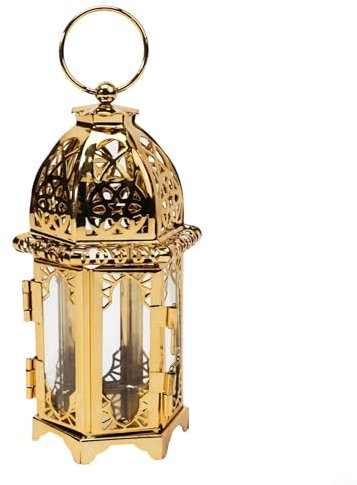 Wunderschön gearbeitete Laterne aus Eisen mit Glasscheiben für Teelichter in verschiedenen Umgebungen (2)