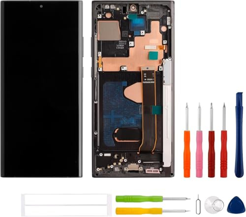 swark [con marco] Nuevo digitalizador de pantalla táctil TFT LCD para Galaxy Note 20 Ultra LCD pantalla táctil digitalizador con kit de herramientas de reparación mejorado, sin función de huella