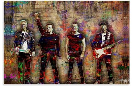 ZAJSGPUR Bands U2 Members Color Art Poster Dekorative Malerei Leinwand Wandkunst Wohnzimmer Poster Schlafzimmer Malerei 12x18inch(30x45cm)
