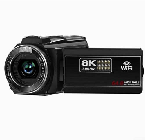 Lecreatekit Videocamera 8K per videocamera, fotocamera da 64 MP con zoom 18X per visione notturna IPS touch screen capacitivo da 3 pollici per vlog (è nero)