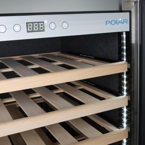 Polar G-Series Single Zone Wine Fridge Stainless Steel, 192 Bottles | Lockable double-glazed door keeps stock secure while intuitive digital controls ensure precise commercial temperature.