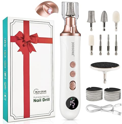 JODSONE 8 en 1 ponceuse pour ongles,Ponceuse à Ongles Sans Fil, Kit De Soin Des Pieds Avec Éclairage Intégré, Pour Soins Des Ongles Des Pieds, Mains Et Pieds