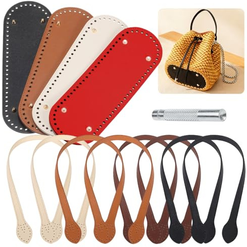 13 Stück Taschenboden zum Häkeln Tasche Häkeln Set Inklusive Taschenboden Taschengriff und Nietenmontagewerkzeug Perfekt für Handgemachte DIY Taschen Geburtstagsgeschenke usw