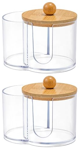 YIMINI Wattepadspender, Wattestäbchen Behälter, Aufbewahrungsbox für Wattestäbchen und Wattepads mit Deckel, Kosmetik Organizer Pads für Badezimmer, Schminktisch, Wohnzimmer (Transparent)