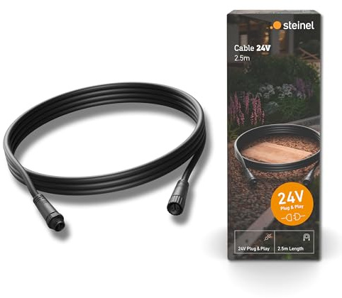 Steinel Verlängerungskabel 2.5 m für 24V Garten-Lichtsystem, Niedervolt Kabel, Wetterfest IP67, Plug & Play, 24V-Garten Zubehör, Schwarz