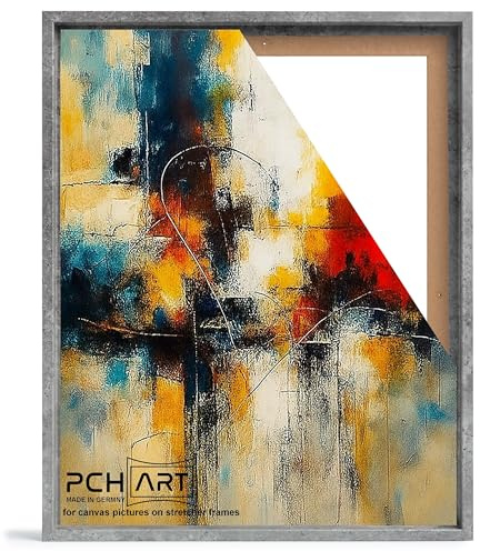PCH[art] Schattenfugenrahmen in Beton Optik für Leinwandbilder auf Keilrahmen|Größe: 70x140 cm| Rahmen ohne Glas und Rückwand